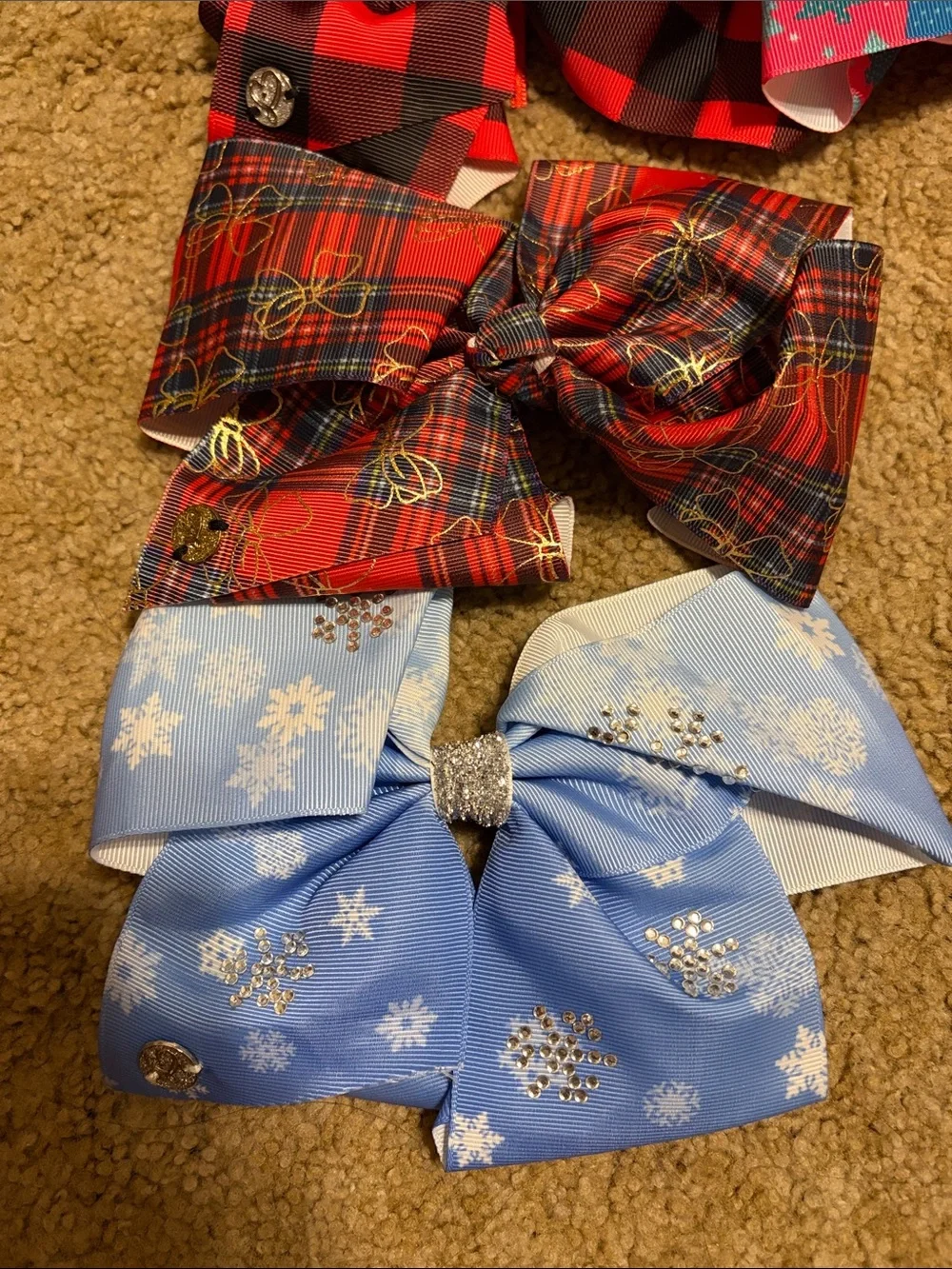 Set of 7 Holiday Patterned JoJo Hair Bows-Assorted Colors
